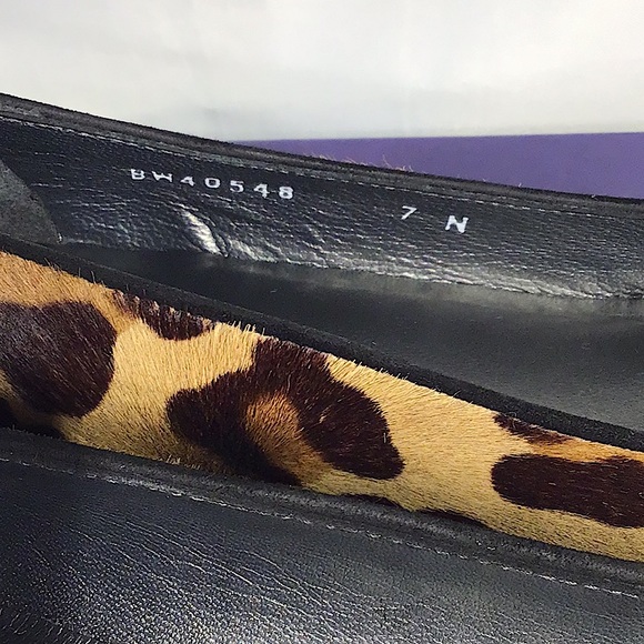 Stuart Weitzman Calf Hair Leopard Print Flat Shoes - Picture 9 of 10